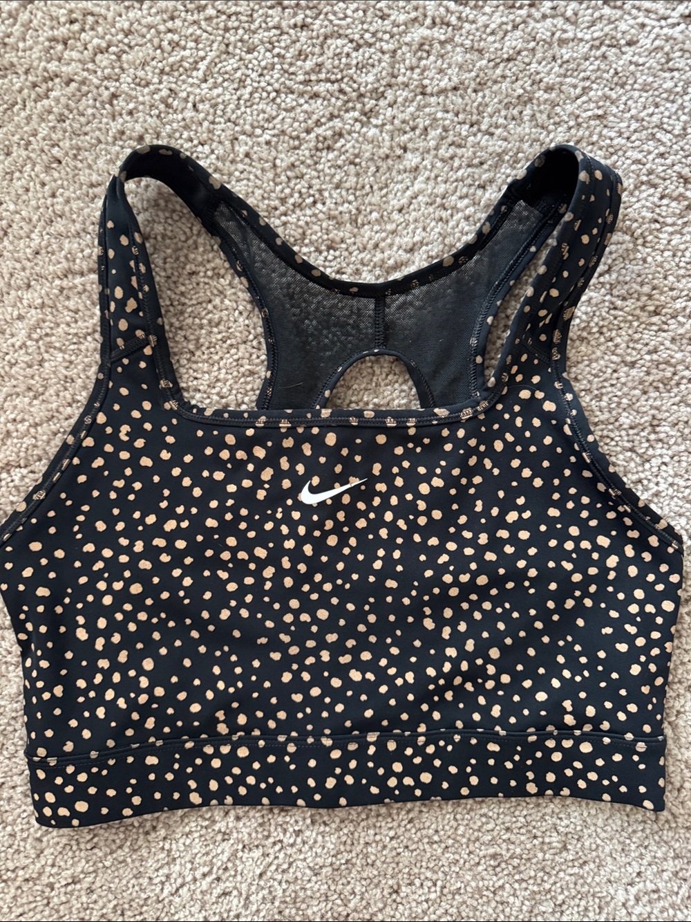 Nike Black Sports Bra with Tan Dot Print